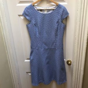 Anne Klein Blue Tweed A Line Dress Sz 10 EUC